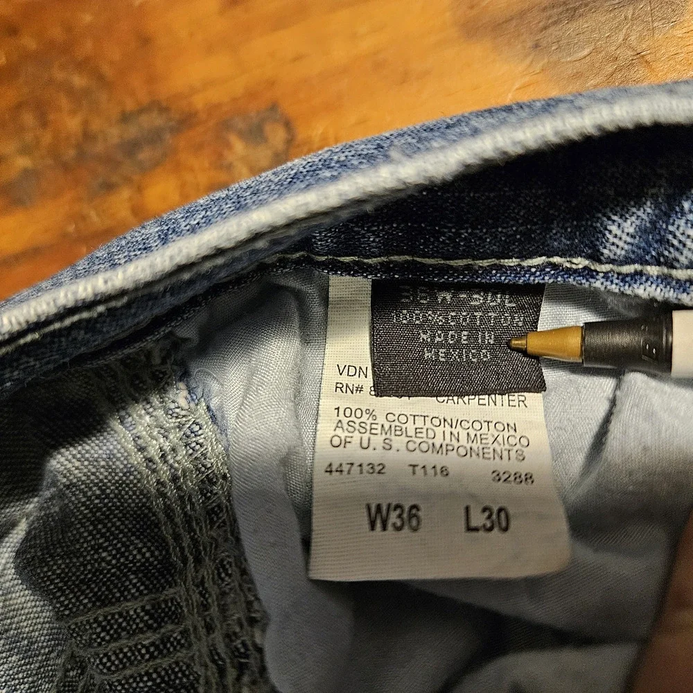 Y2K Wide Leg SkaterJeans 36x27 raw hem Super Baggy Faded sand blast